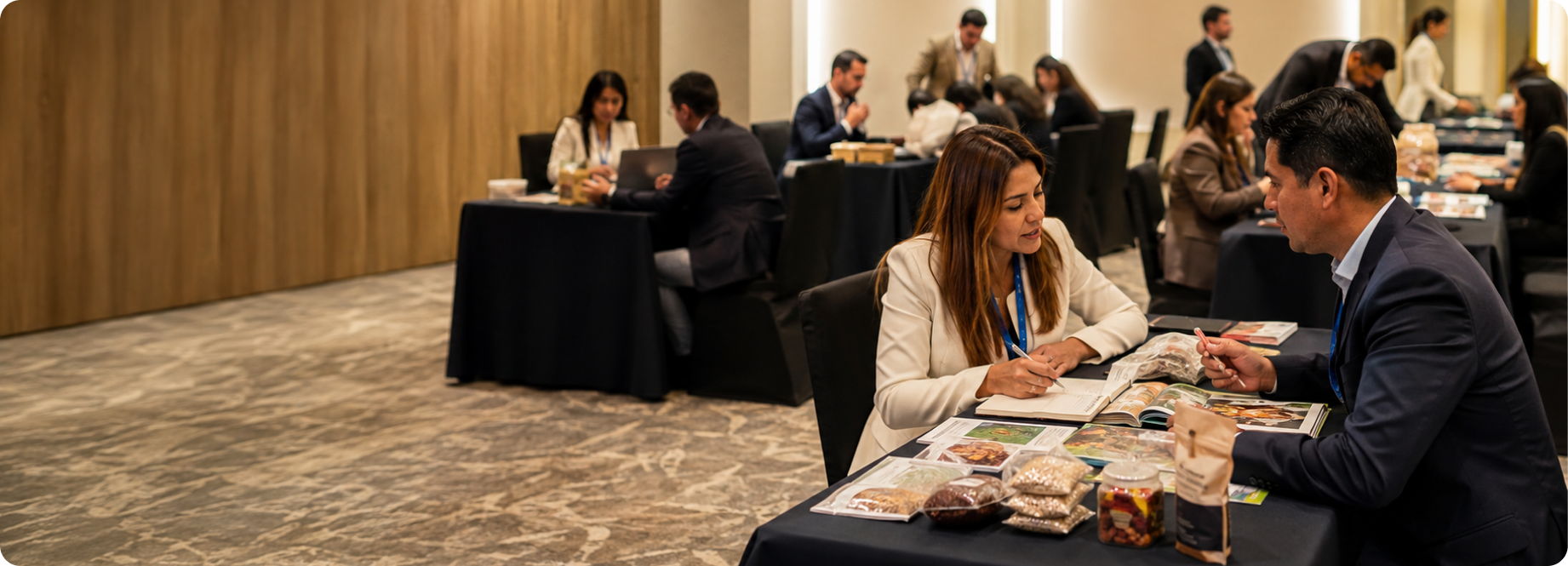 Participantes en mesas de trabajo durante la rueda de negocios B2B Connect